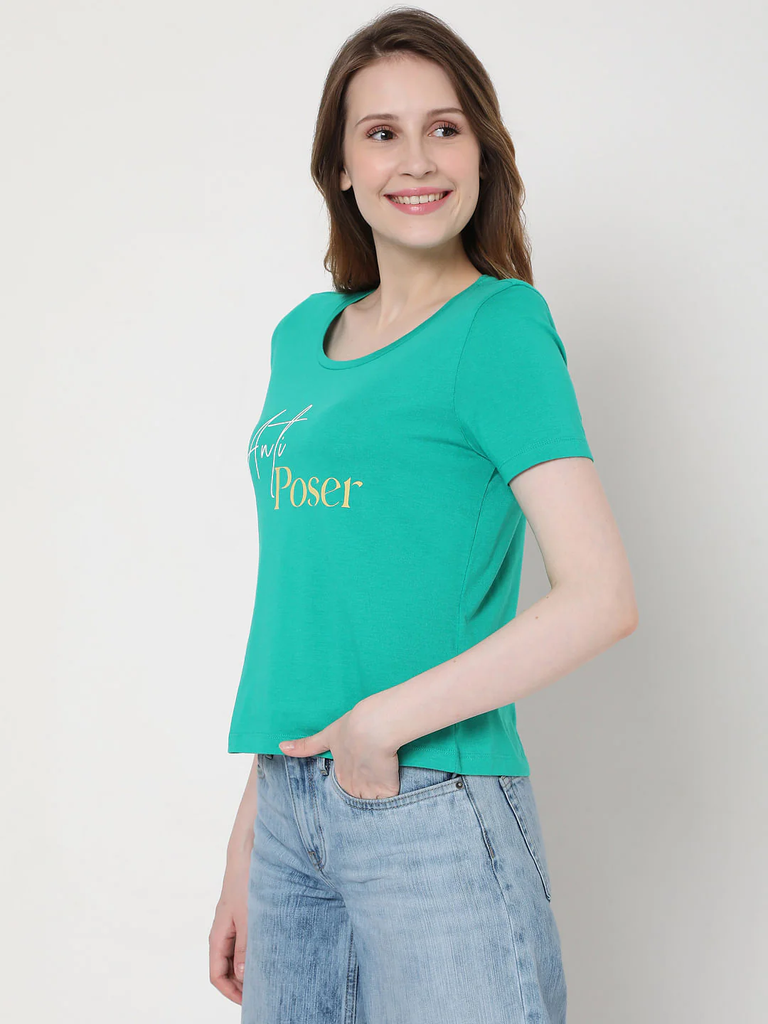 Green Text Print T-Shirt - Image 3