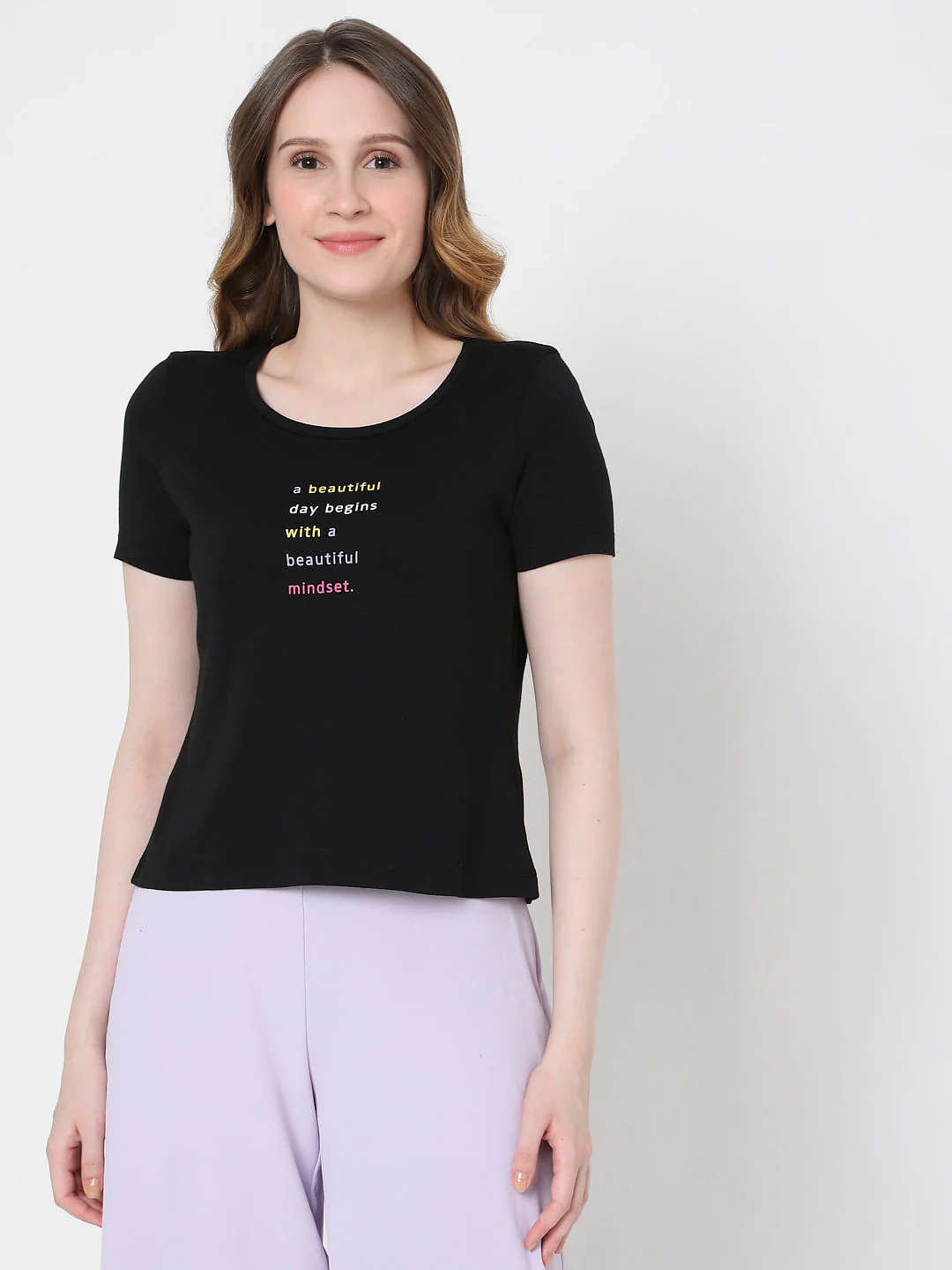 Black Slogan Print Crop T-Shirt - Image 2
