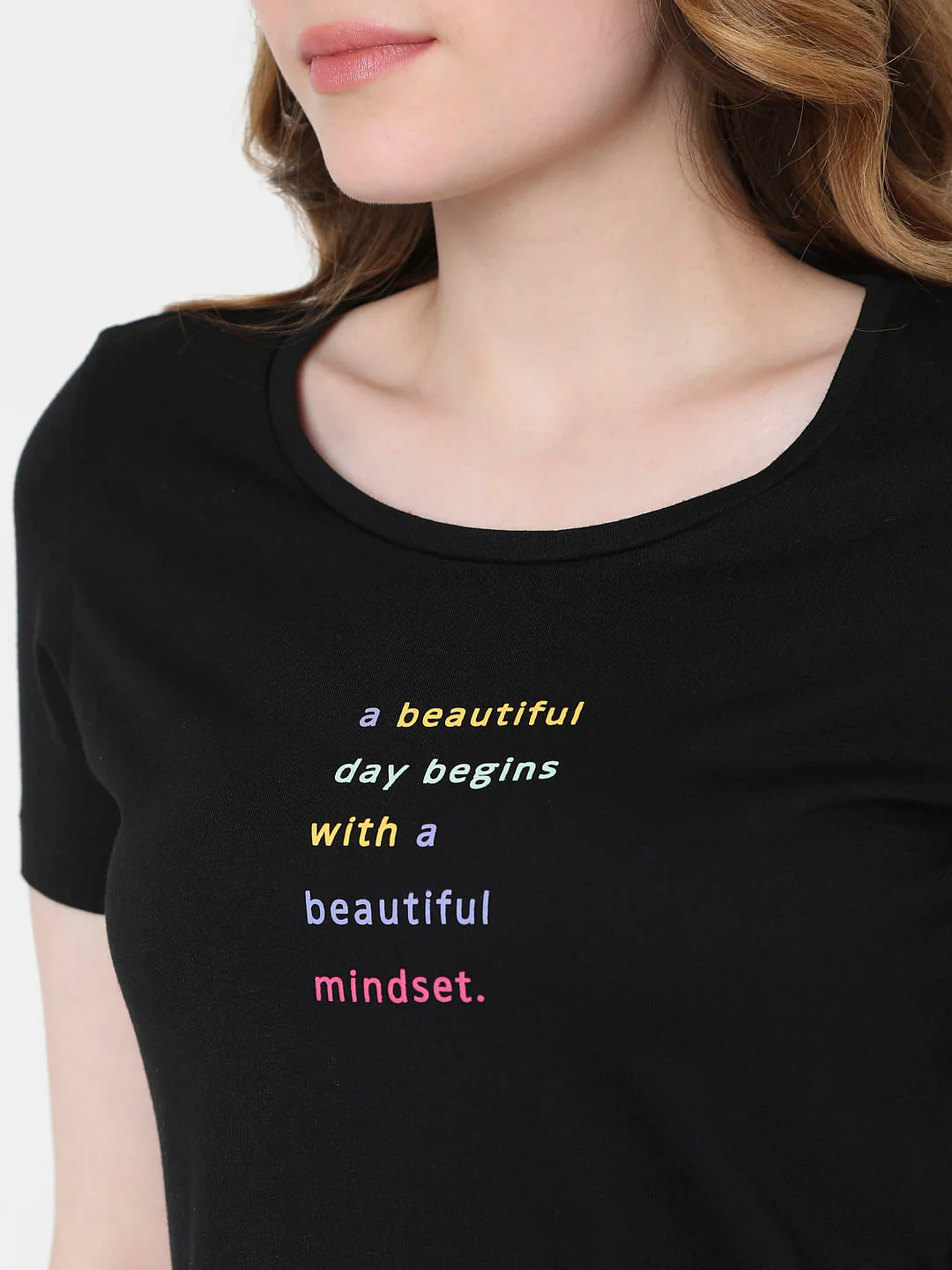 Black Slogan Print Crop T-Shirt - Image 6