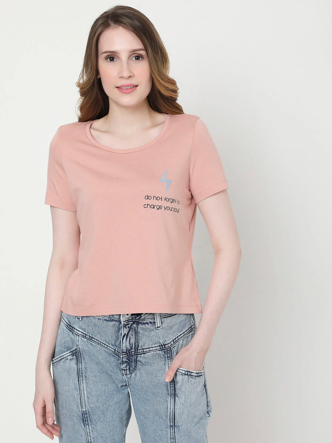 Pink Slogan Print T-Shirt - Image 2