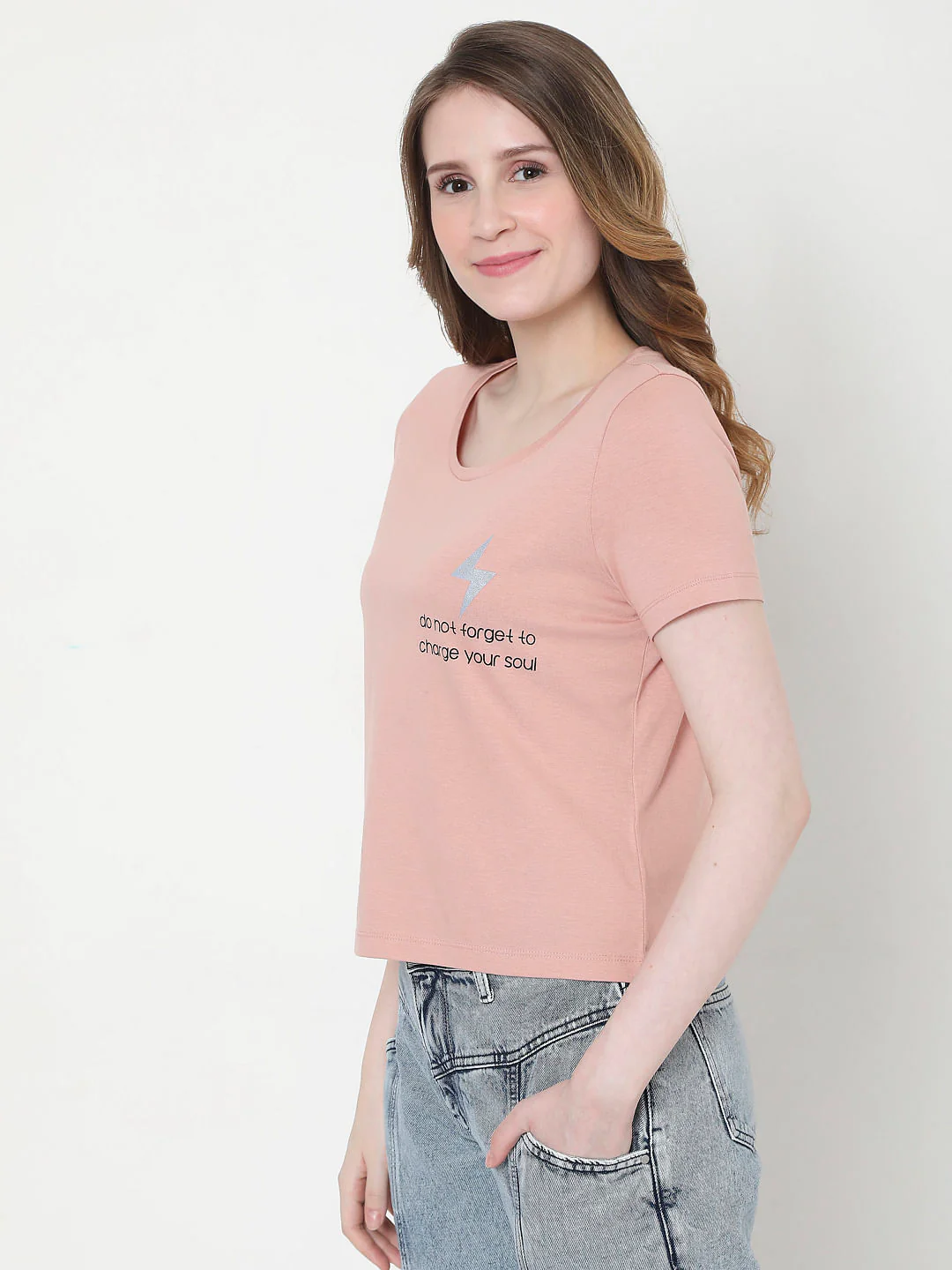 Pink Slogan Print T-Shirt - Image 3