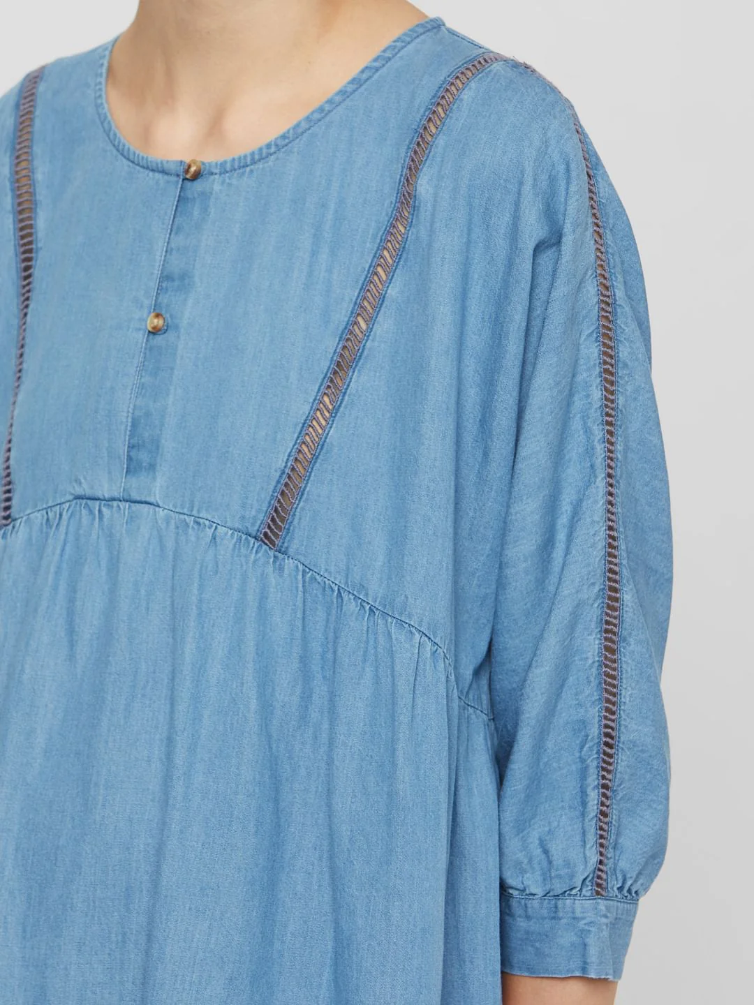 Blue Denim Tiered Shift Dress - Image 5