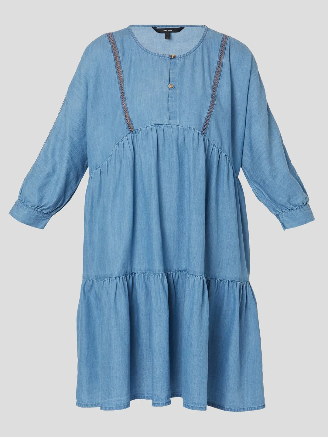 Blue Denim Tiered Shift Dress - Image 6