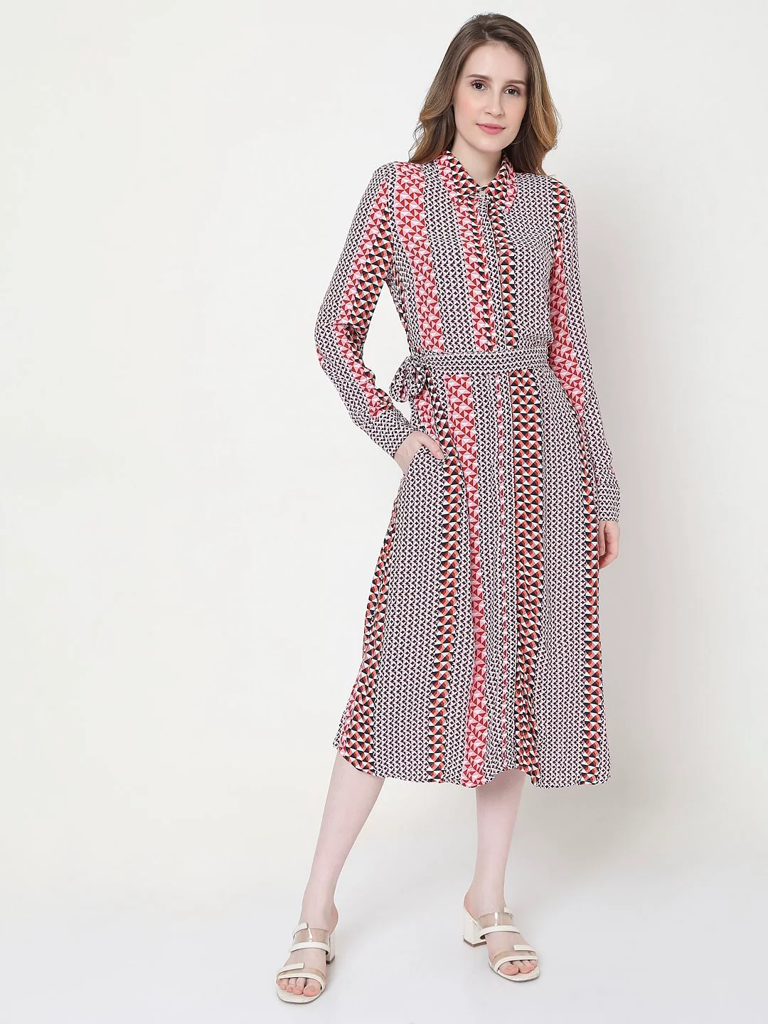 Black & Red Printed Shirt Dress - Image 2