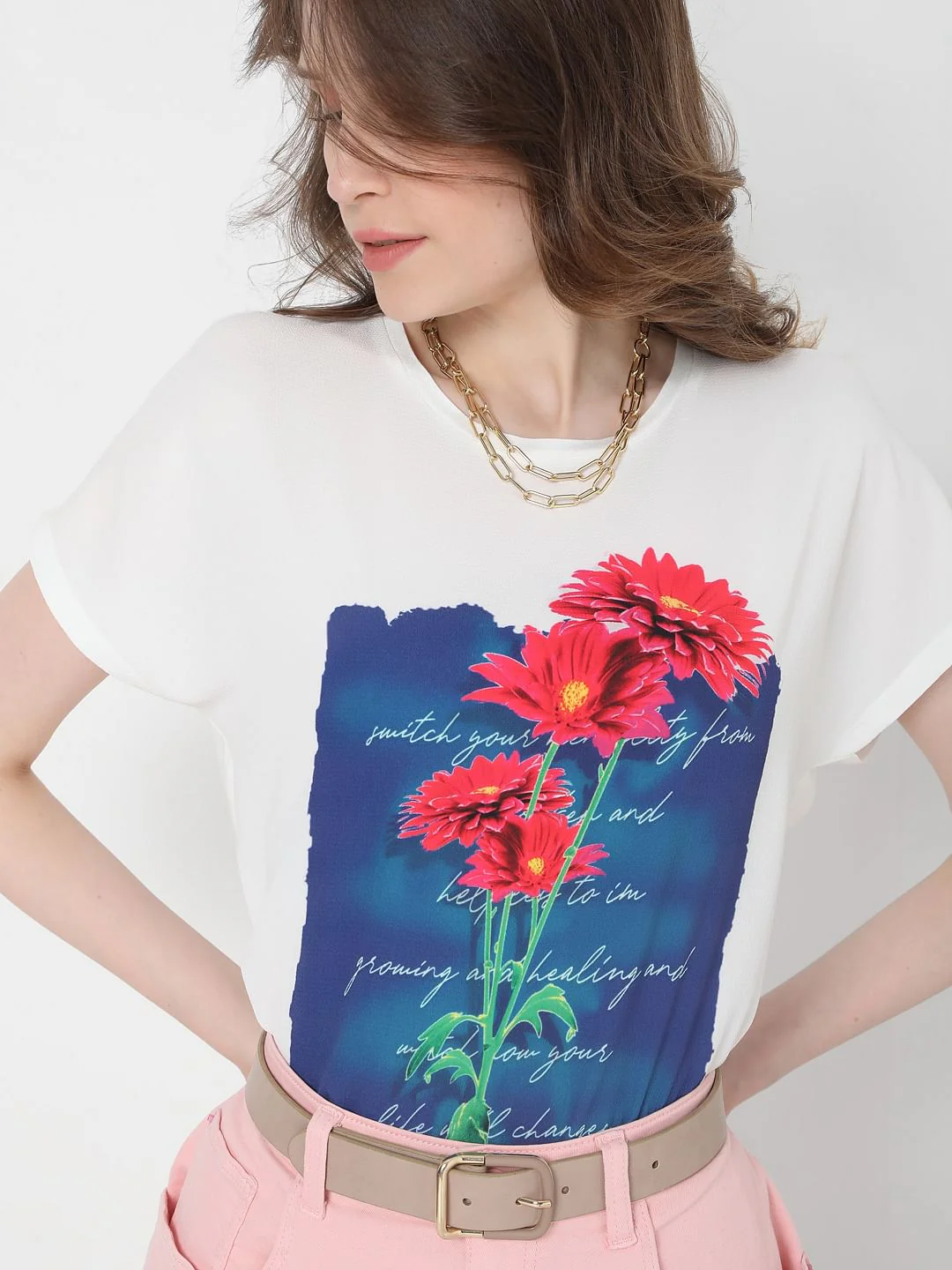 White Graphic Print T-Shirt