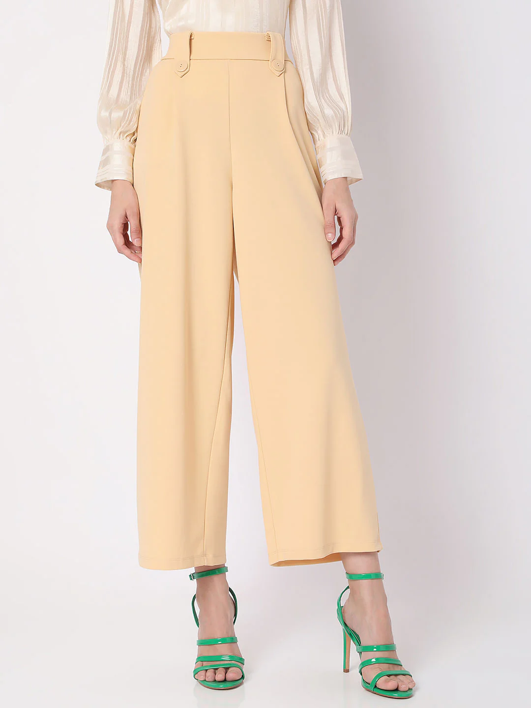 Beige High Rise Wide Leg Co-Ord Set Culottes - Image 2