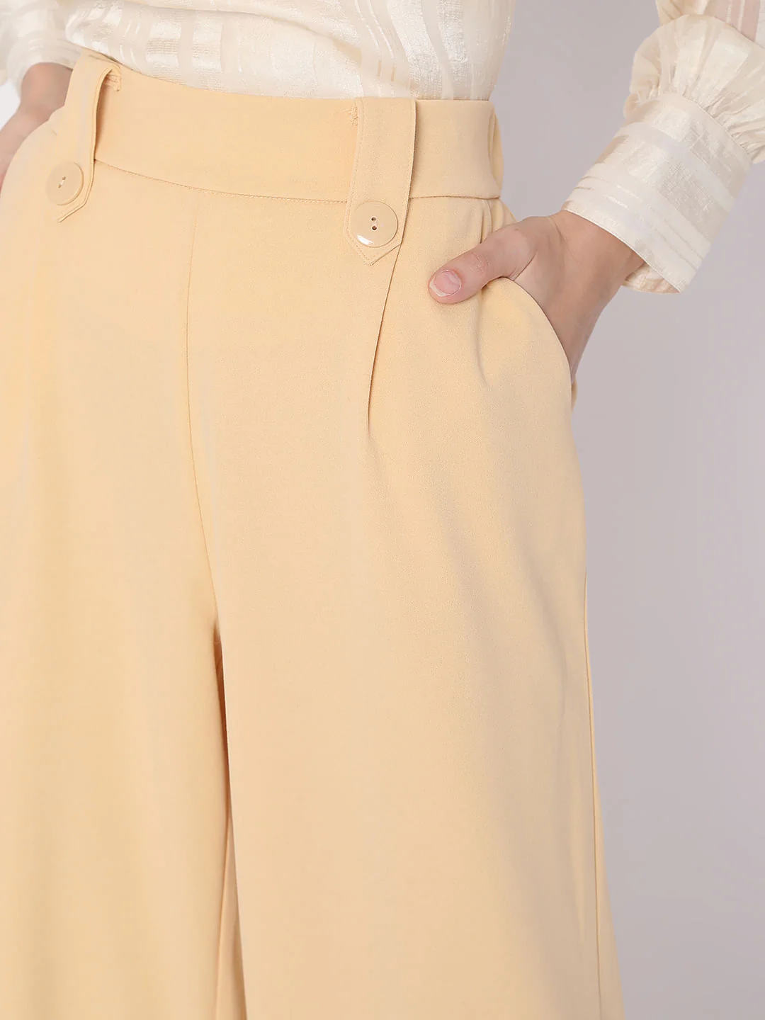 Beige High Rise Wide Leg Co-Ord Set Culottes - Image 5