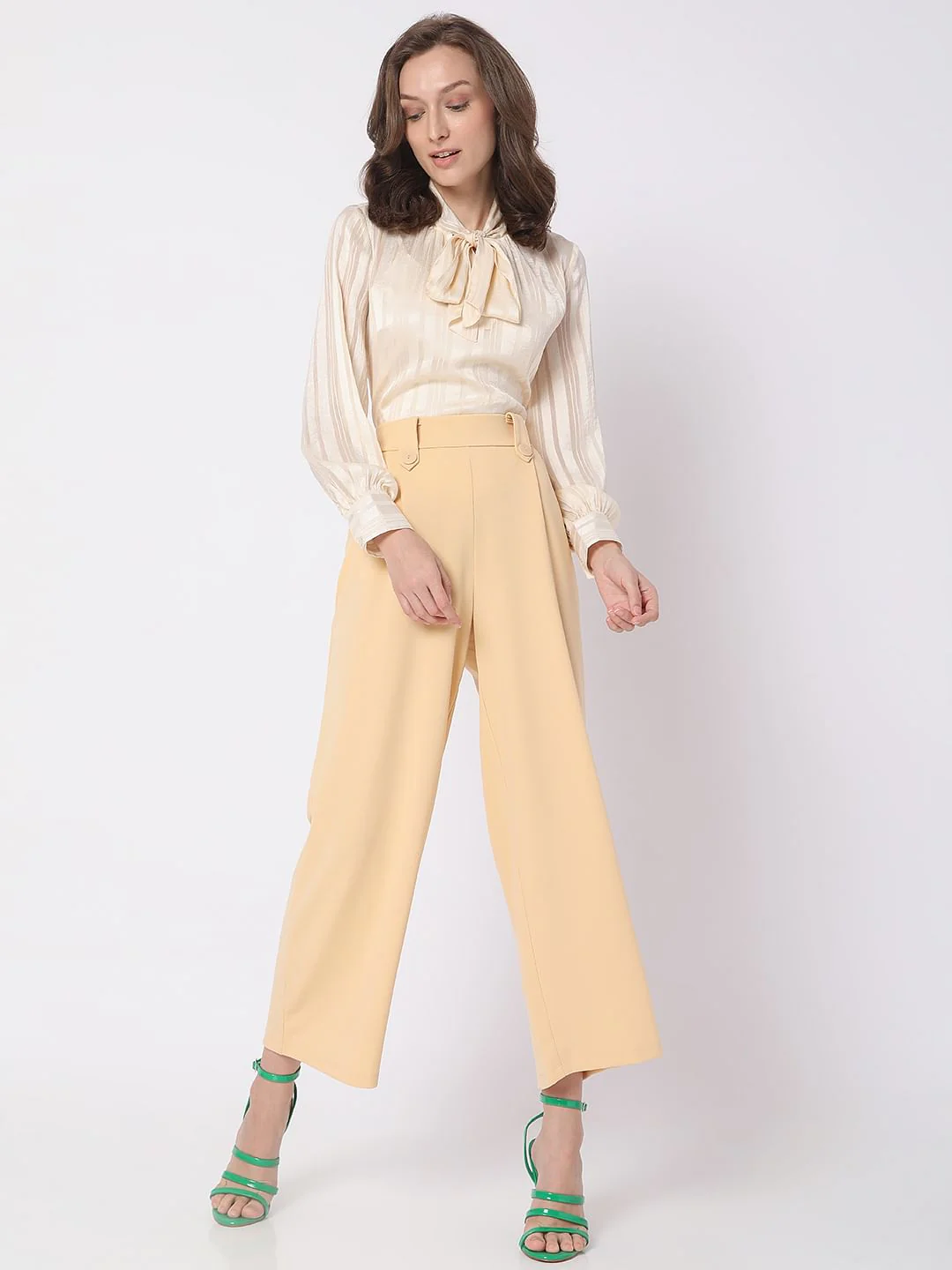 Beige High Rise Wide Leg Co-Ord Set Culottes - Image 6