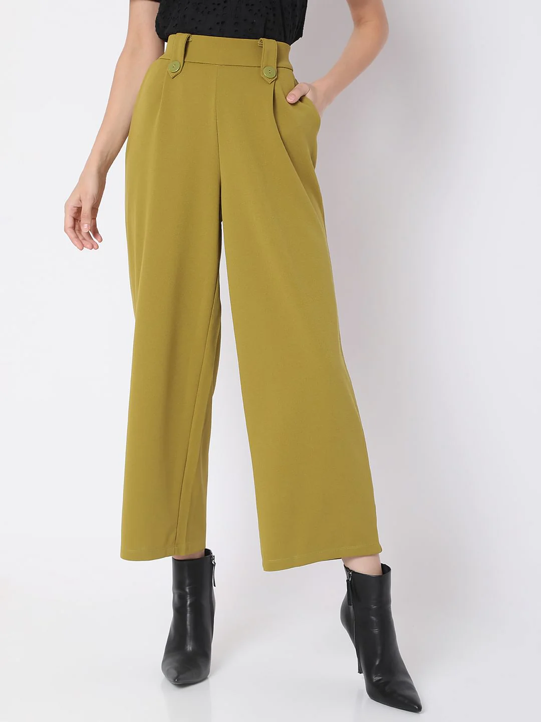 Green High Rise Wide Leg Co-Ord Set Culottes - Image 2