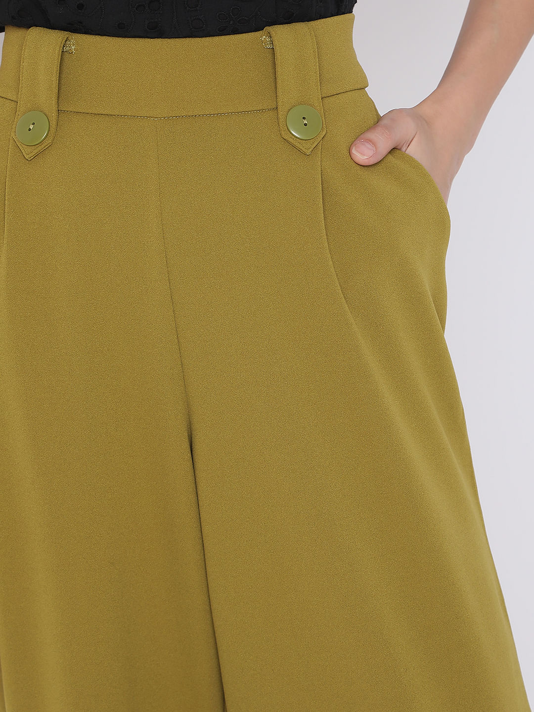 Green High Rise Wide Leg Co-Ord Set Culottes - Image 5