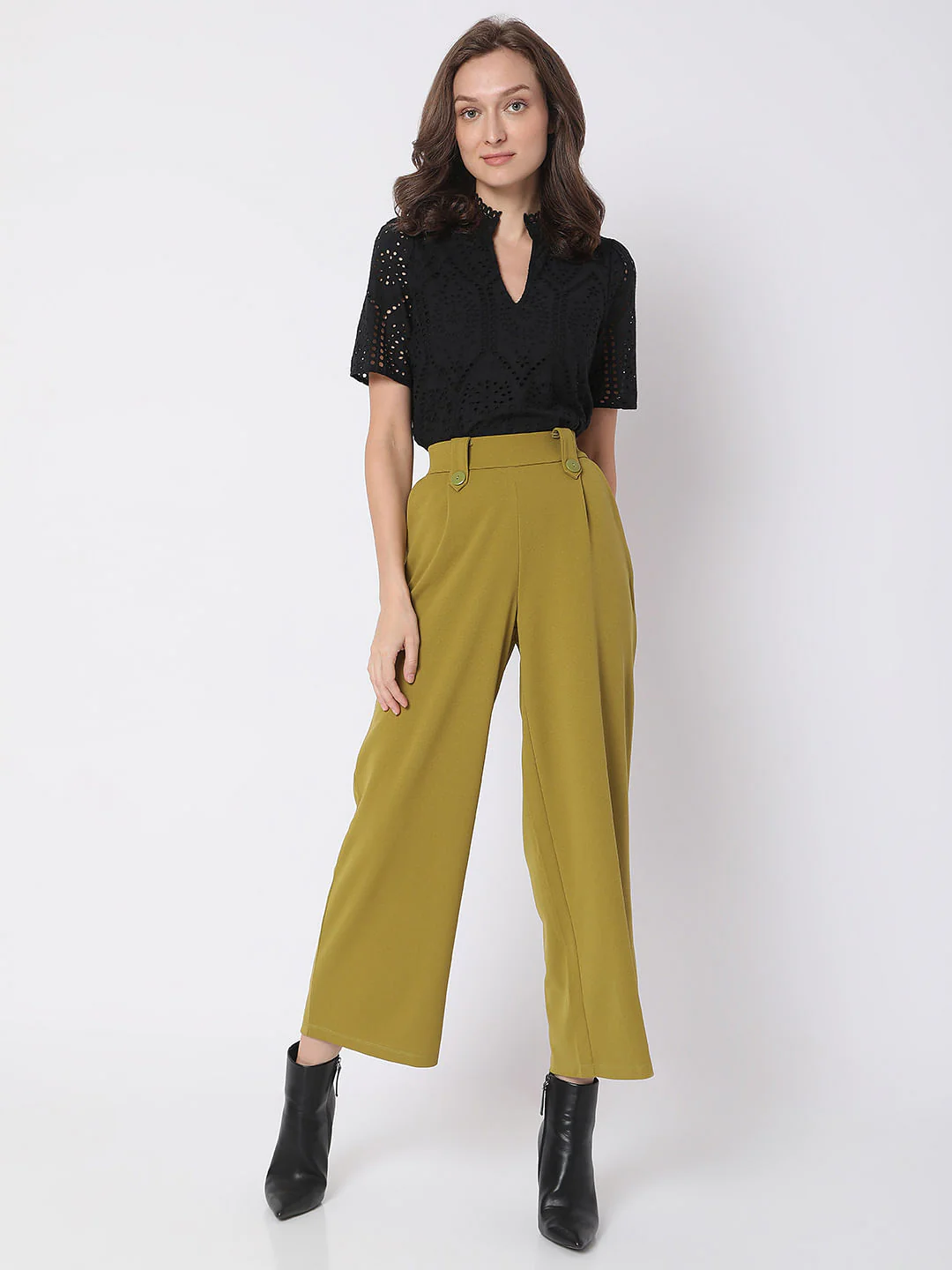 Green High Rise Wide Leg Co-Ord Set Culottes - Image 6