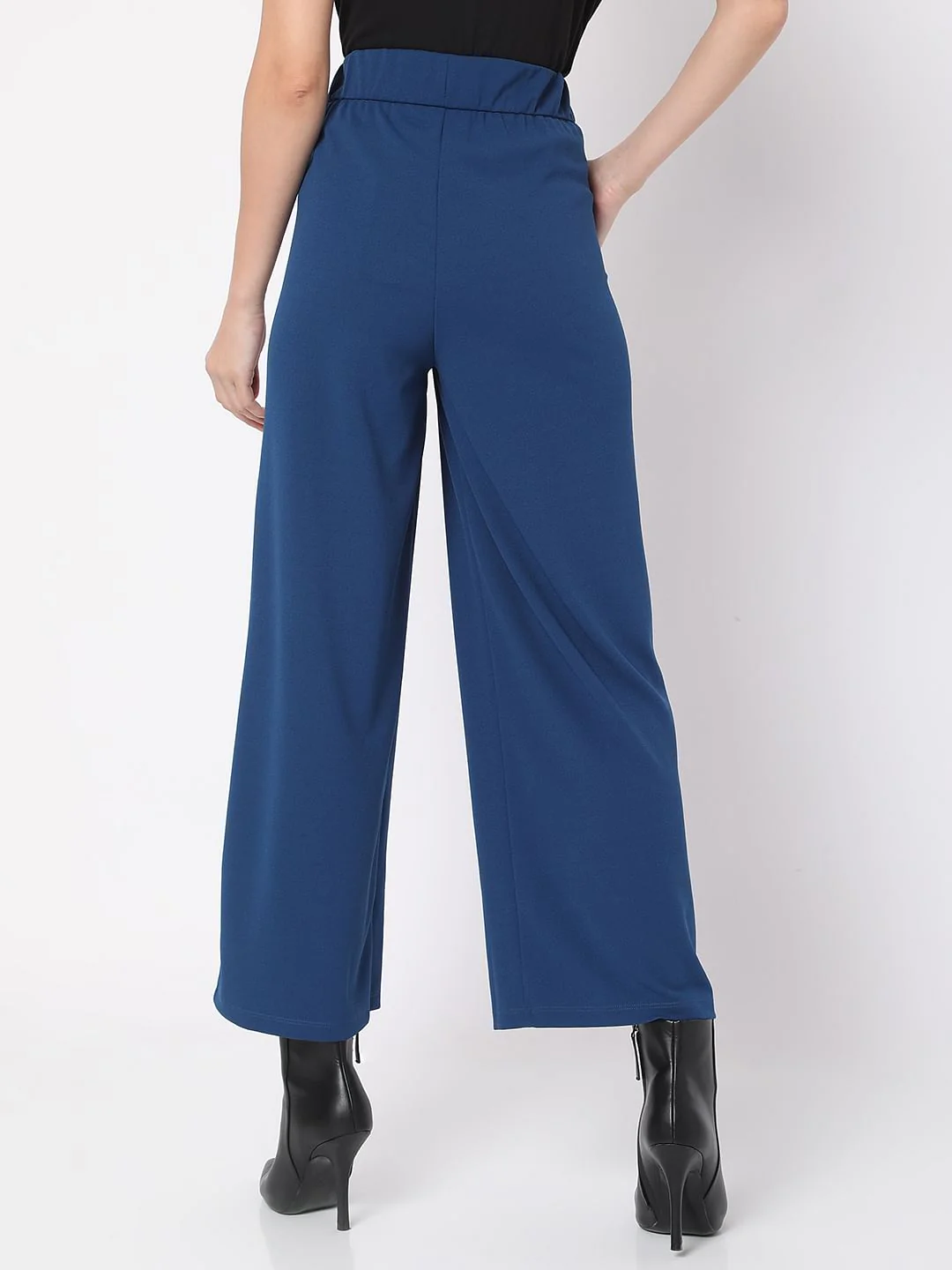 Dark Blue High Rise Wide Leg Co-Ord Set Culottes - Image 4
