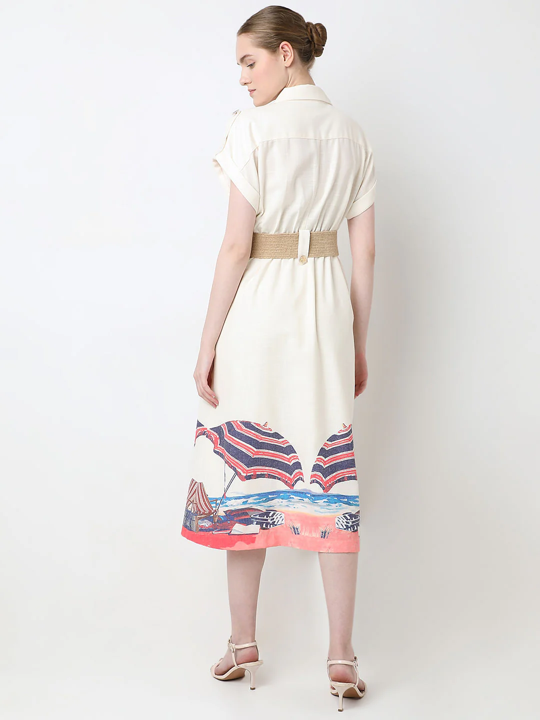 Cream Printed Shirt Dress - Image 4