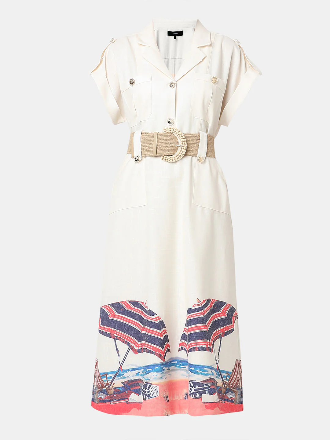 Cream Printed Shirt Dress - Image 6