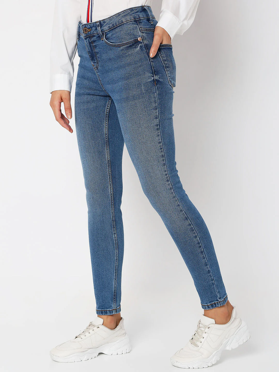 Blue Mid Rise Wendy Skinny Jeans - Image 2