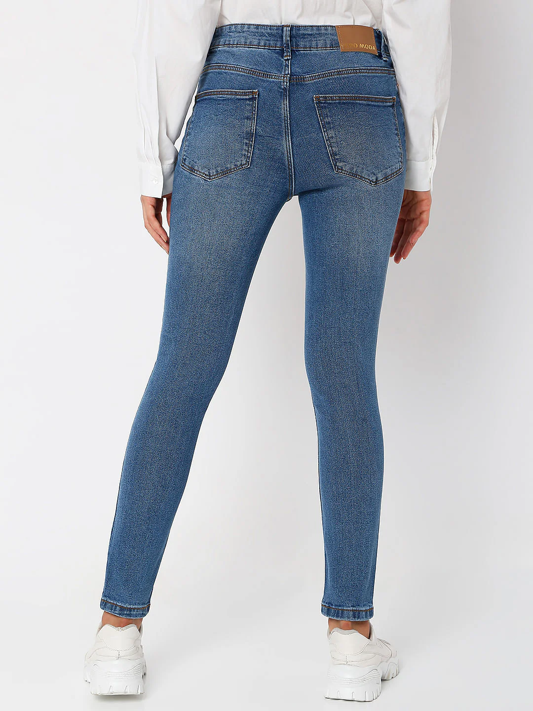 Blue Mid Rise Wendy Skinny Jeans - Image 3