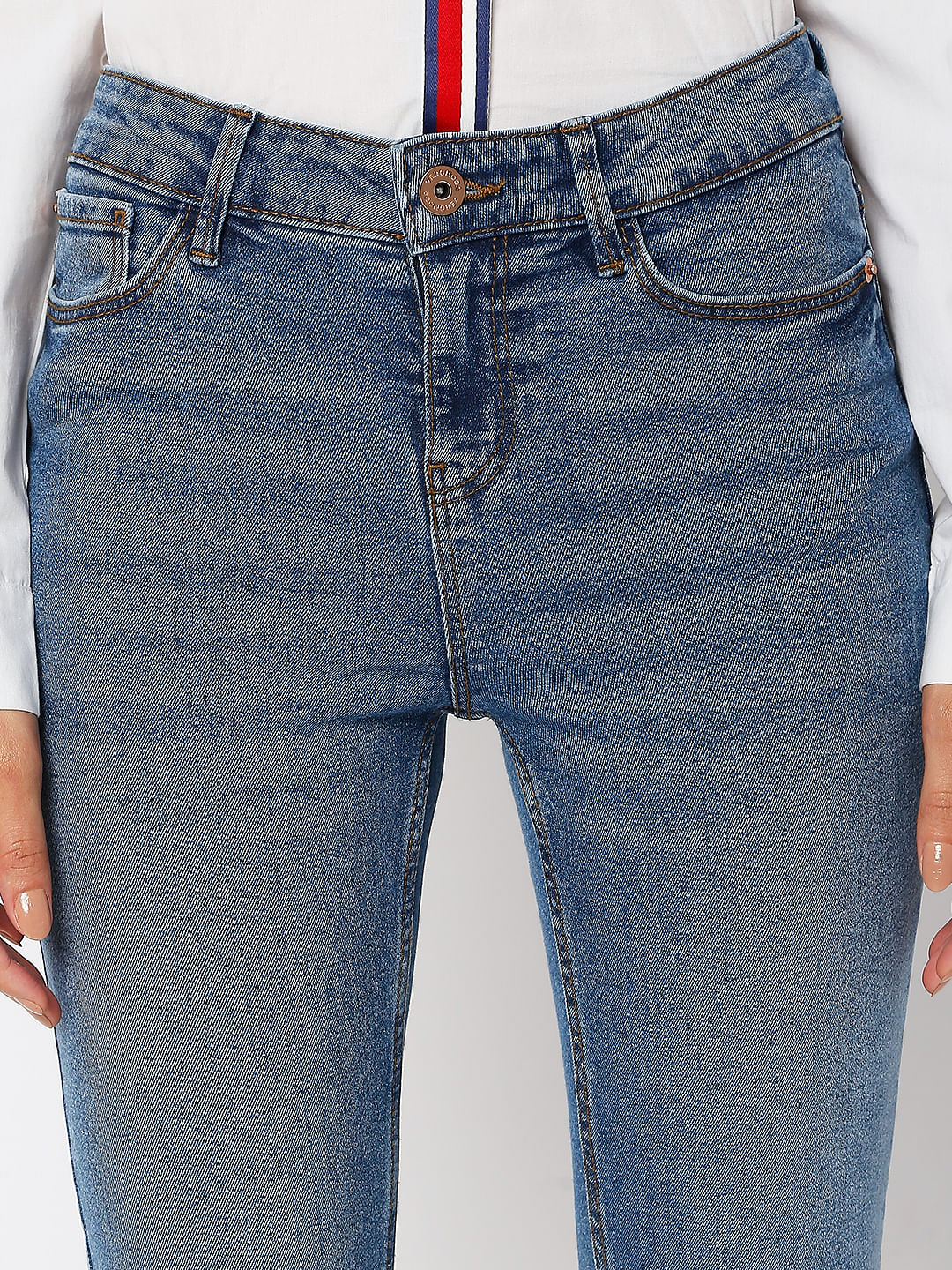 Blue Mid Rise Wendy Skinny Jeans - Image 4
