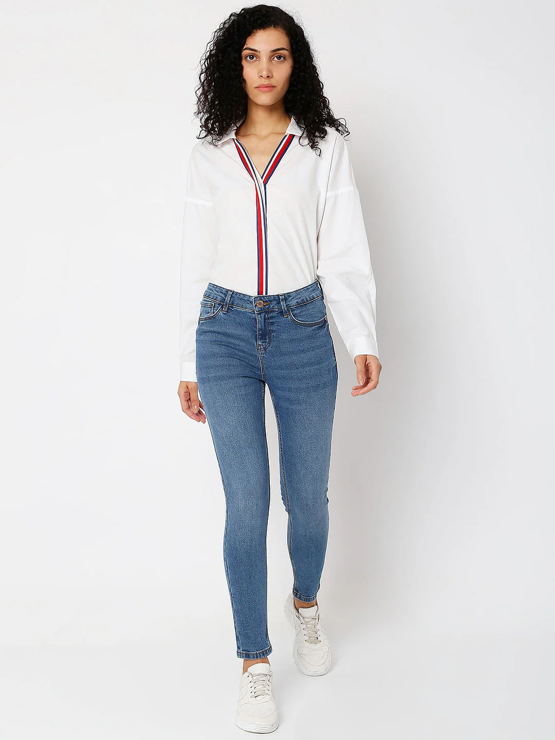 Blue Mid Rise Wendy Skinny Jeans - Image 5
