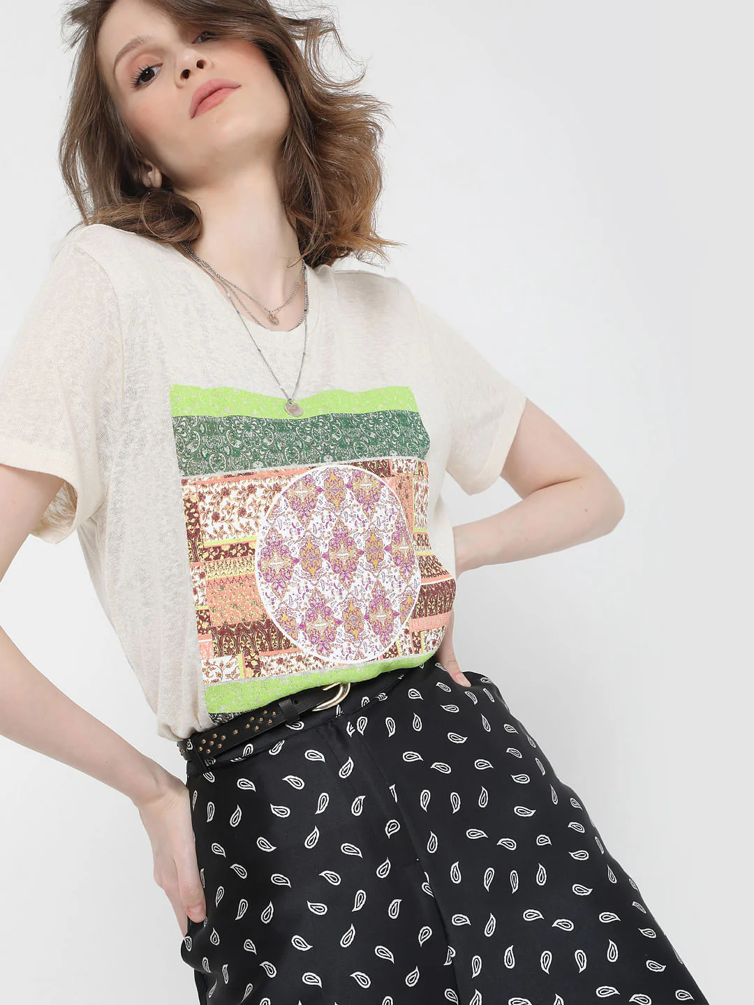 Beige Graphic Print T-Shirt