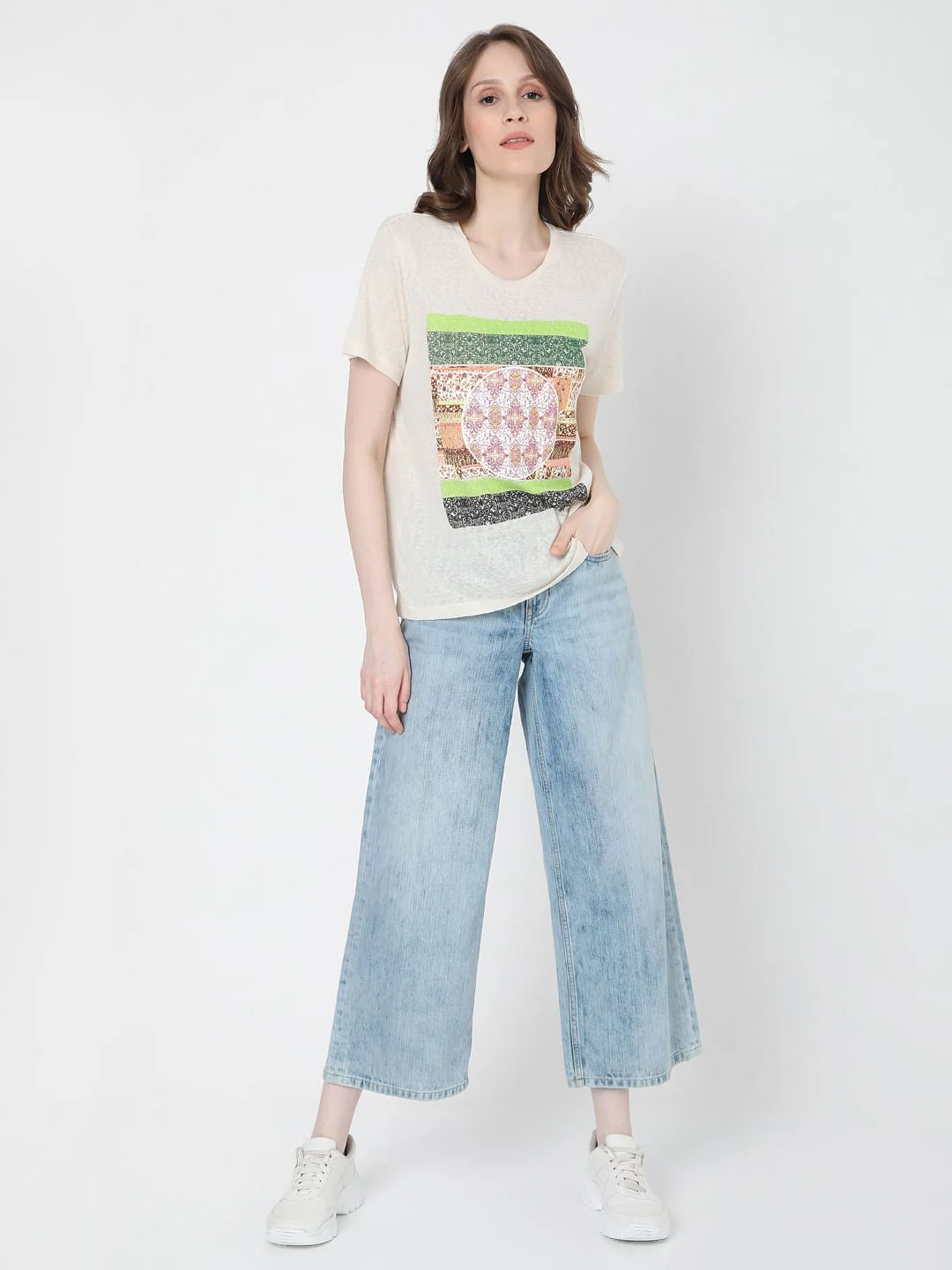 Beige Graphic Print T-Shirt - Image 5