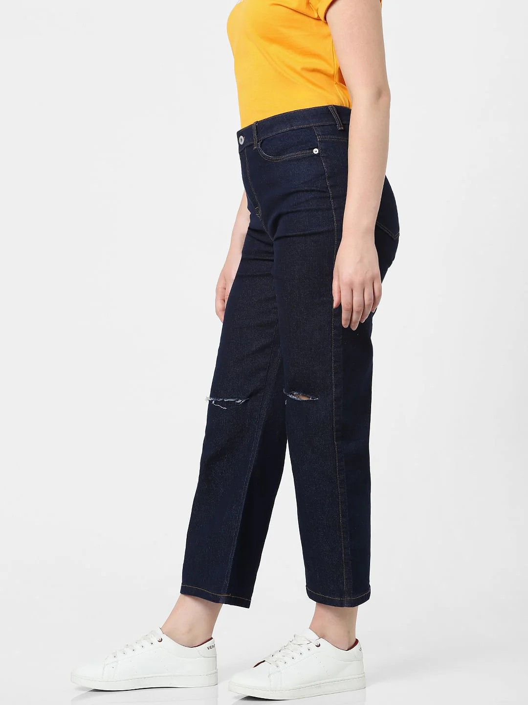 Dark Blue High Rise Wide Leg Jeans - Image 2