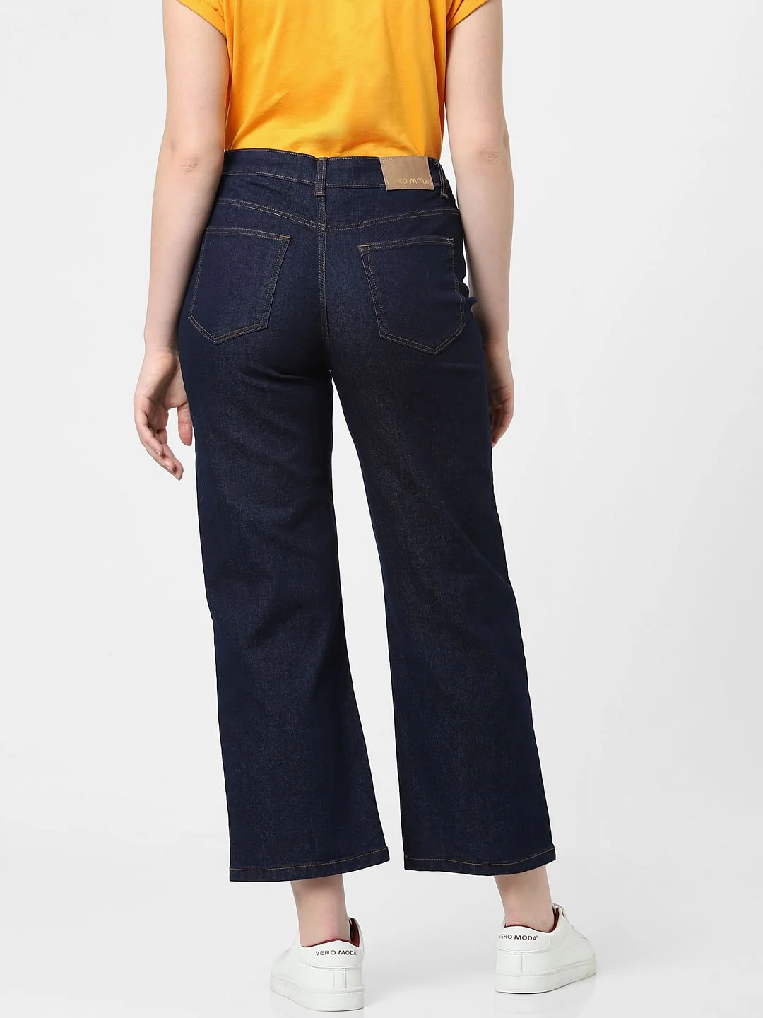 Dark Blue High Rise Wide Leg Jeans - Image 3