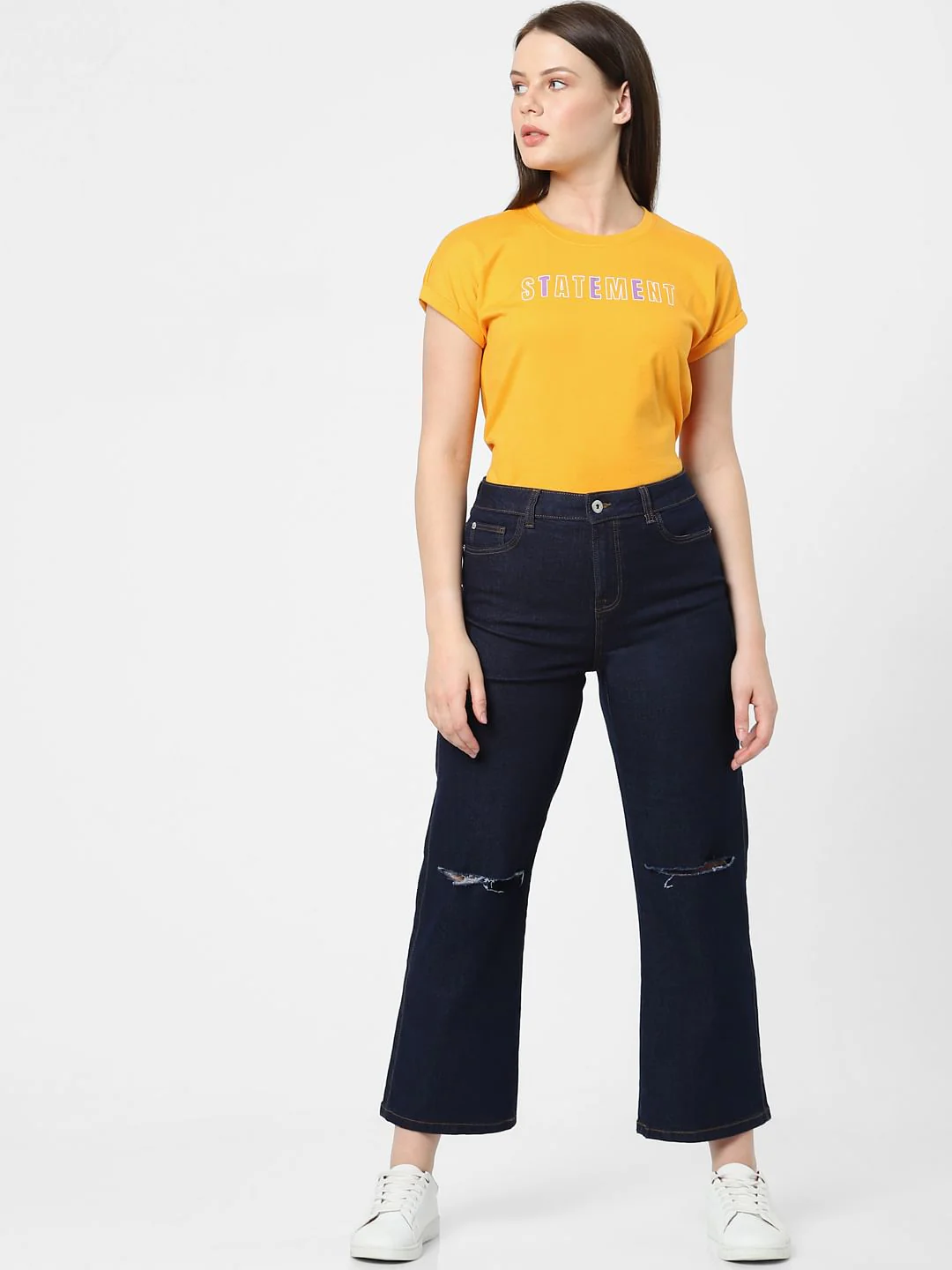 Dark Blue High Rise Wide Leg Jeans - Image 5