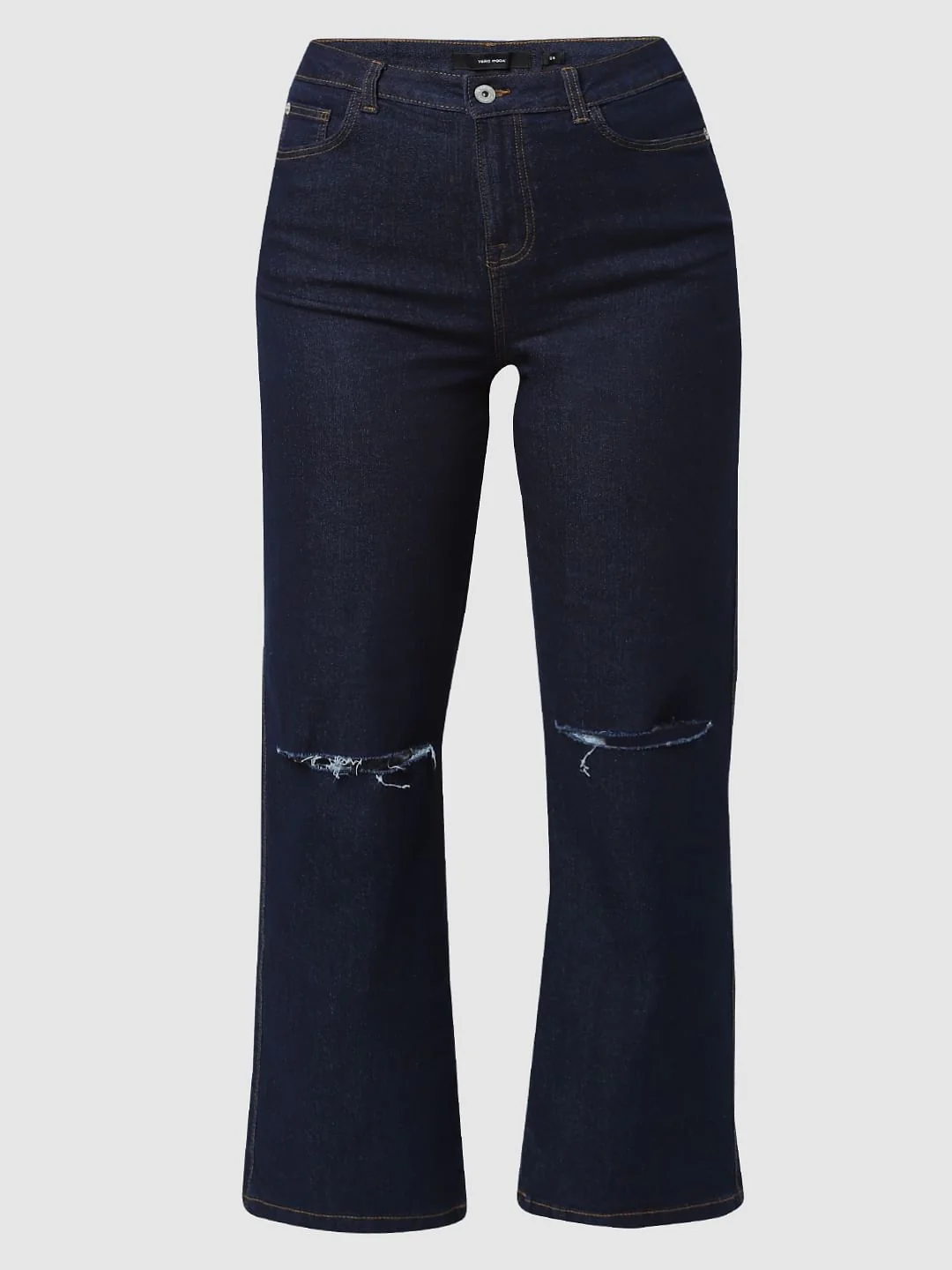 Dark Blue High Rise Wide Leg Jeans - Image 6