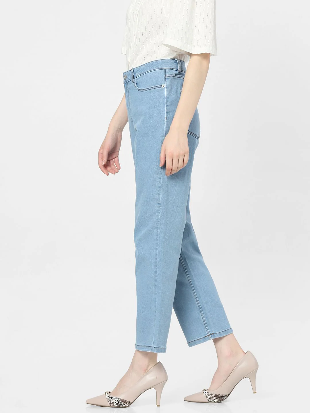 Light Blue Mid Rise Flared Jeans - Image 2