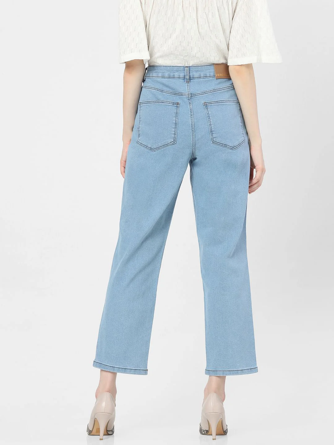 Light Blue Mid Rise Flared Jeans - Image 3