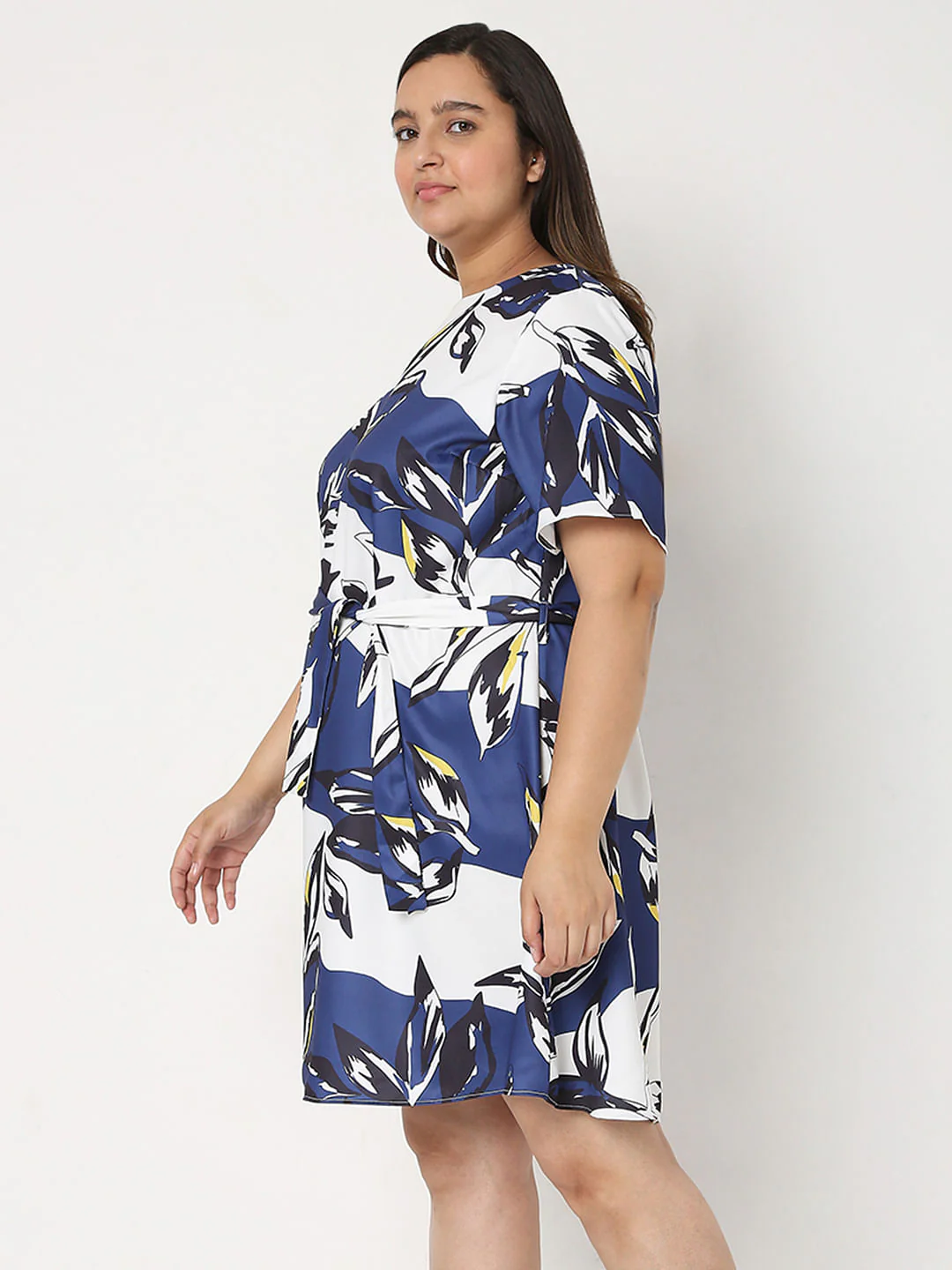 Curve White Printed Fit & Flare Dress - Image 3