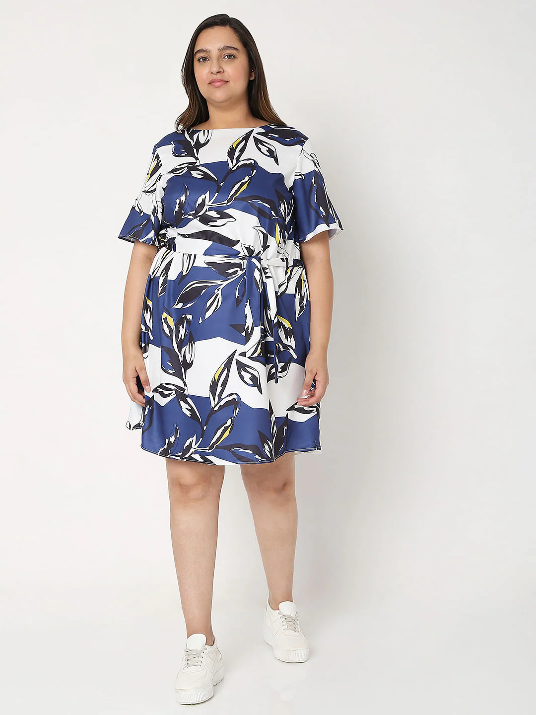 Curve White Printed Fit & Flare Dress - Image 5