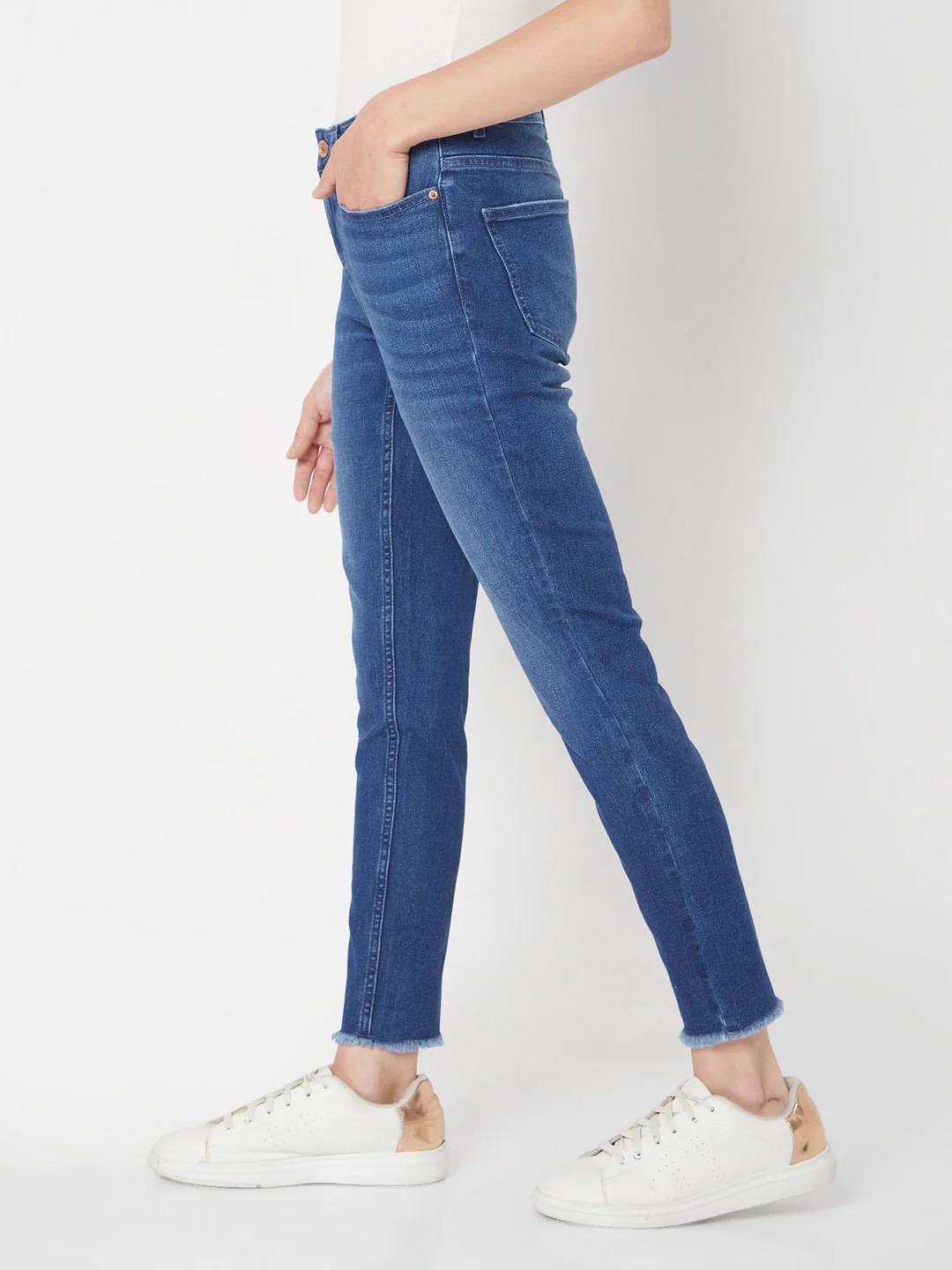 Blue Mid Rise Wendy Skinny Jeans - Image 3