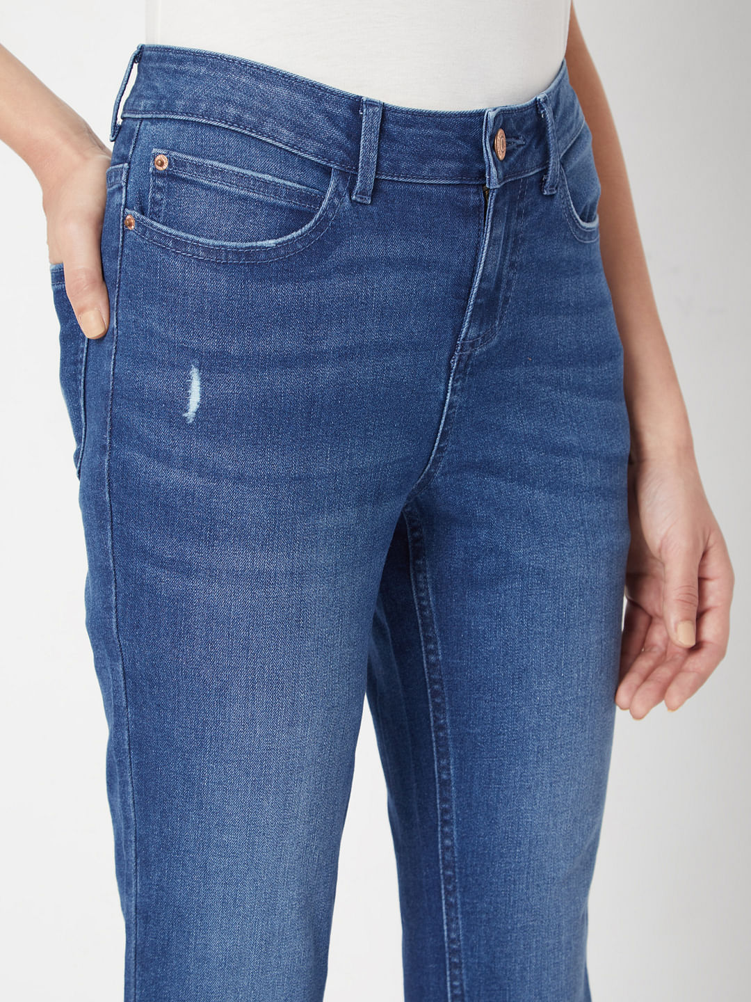 Blue Mid Rise Wendy Skinny Jeans - Image 5