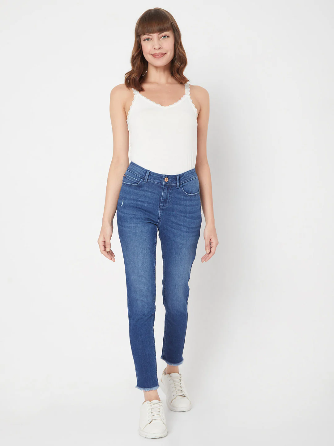 Blue Mid Rise Wendy Skinny Jeans - Image 6