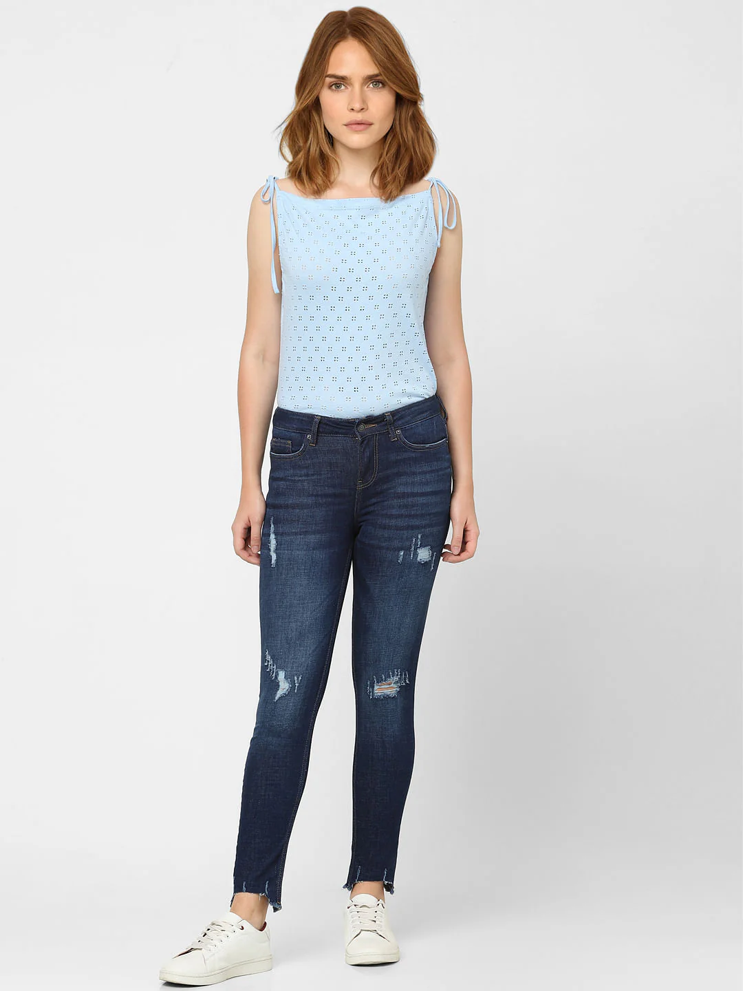 Blue Mid Rise Wendy Skinny Jeans - Image 4
