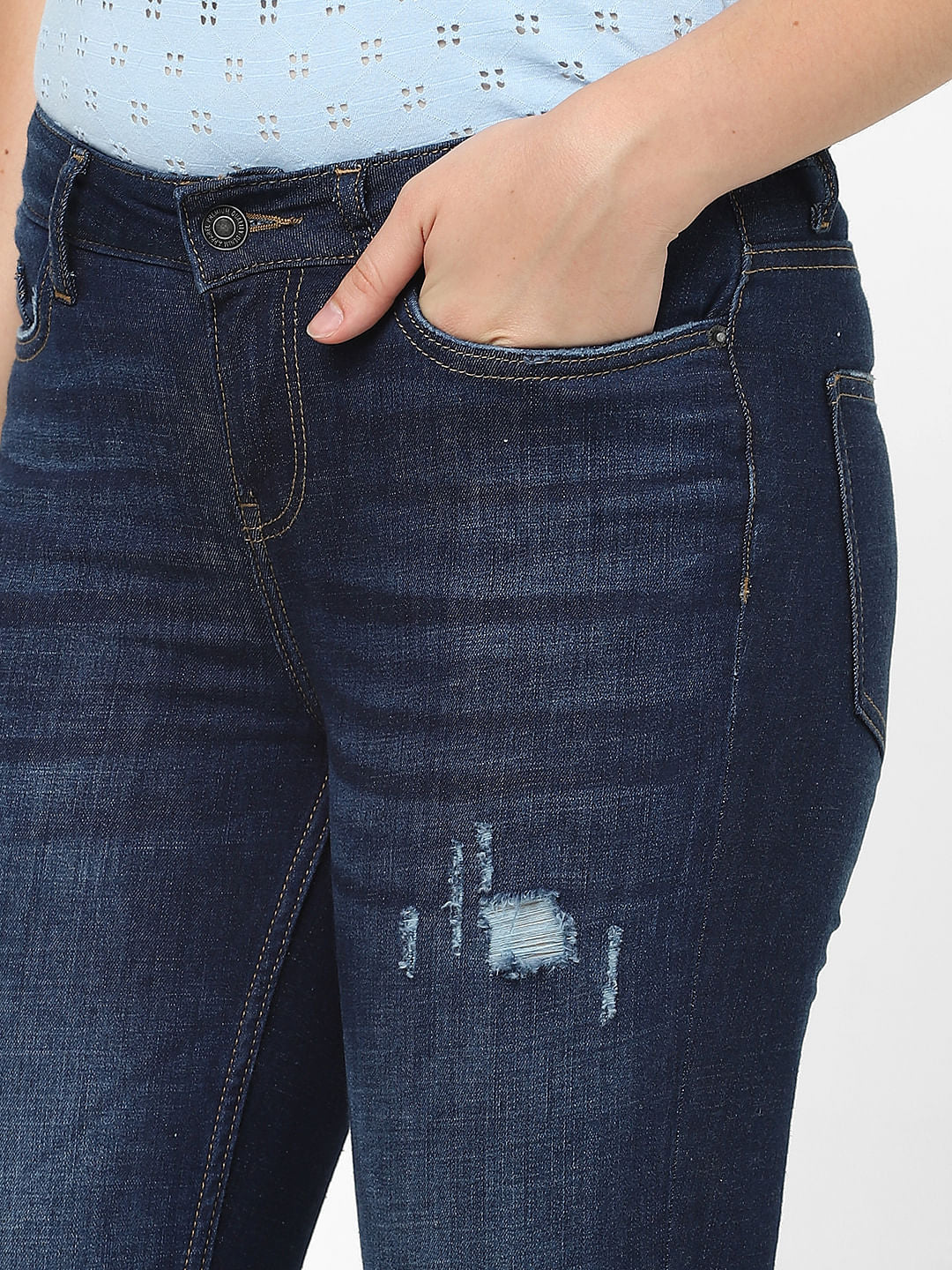 Blue Mid Rise Wendy Skinny Jeans - Image 5
