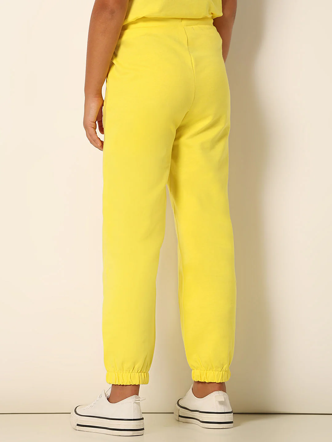 Girls Yellow Printed Co-Ord Set Joggers - Image 3