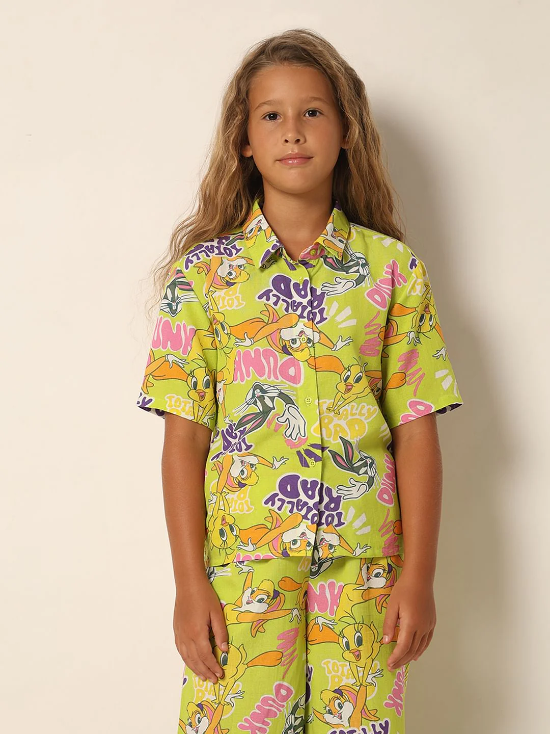 Looney Tunes Green Printed Co-Ord Set Shirt - Image 2
