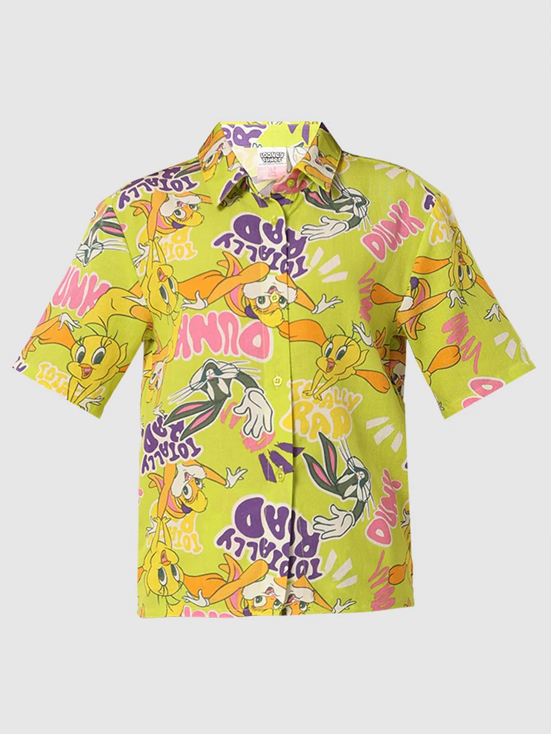 Looney Tunes Green Printed Co-Ord Set Shirt - Image 6