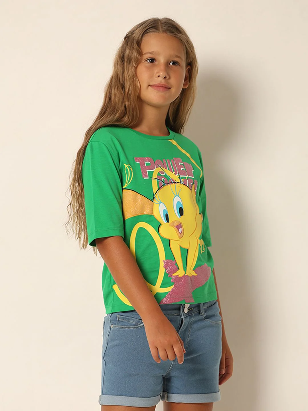 Looney Tunes Green Tweety Print T-Shirt - Image 2