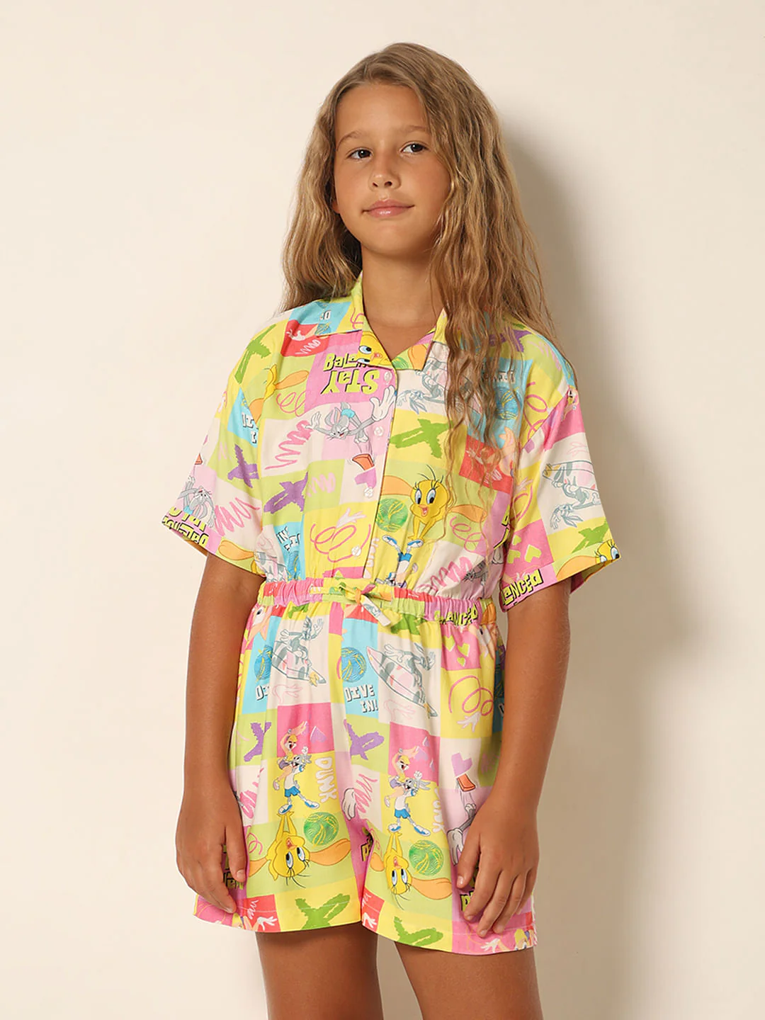 Looney Tunes Yellow Printed Playsuit - Image 2