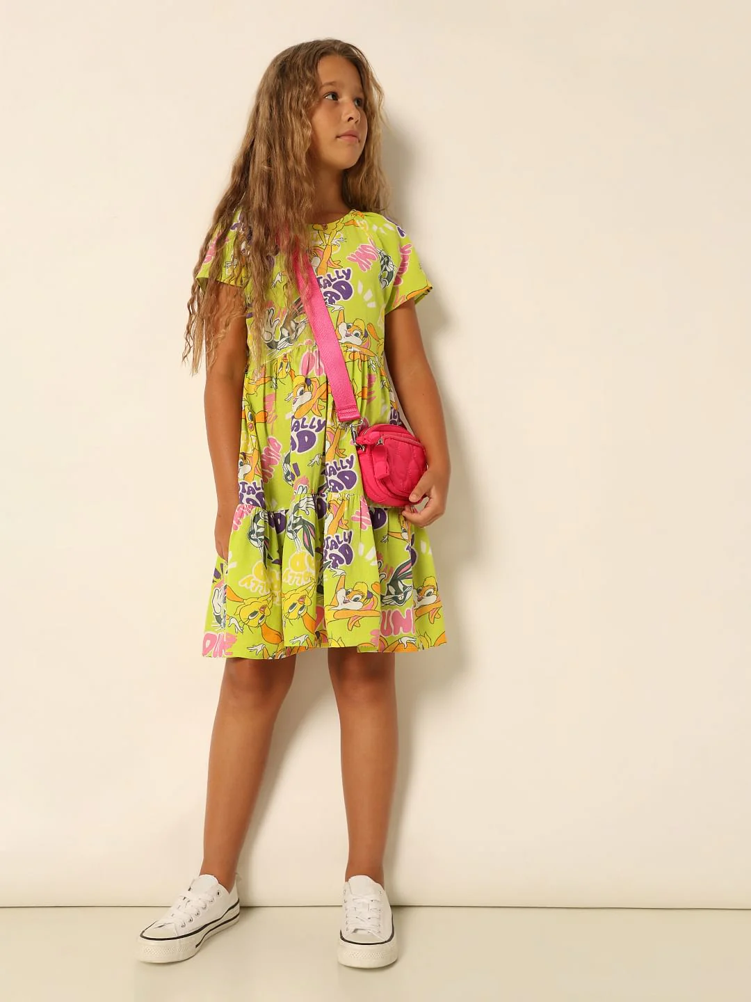 Looney Tunes Green Printed Dress