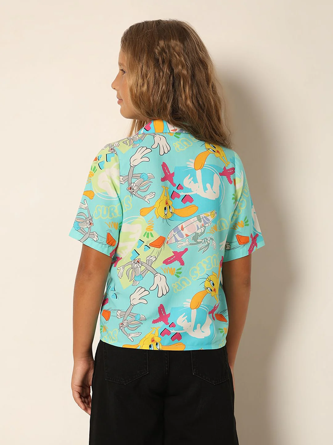 Looney Tunes Blue Button Down Shirt - Image 3