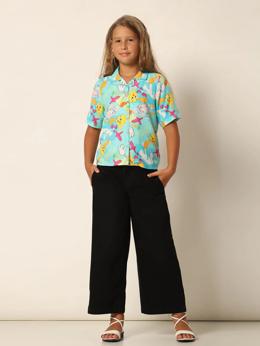Looney Tunes Blue Button Down Shirt - Image 5