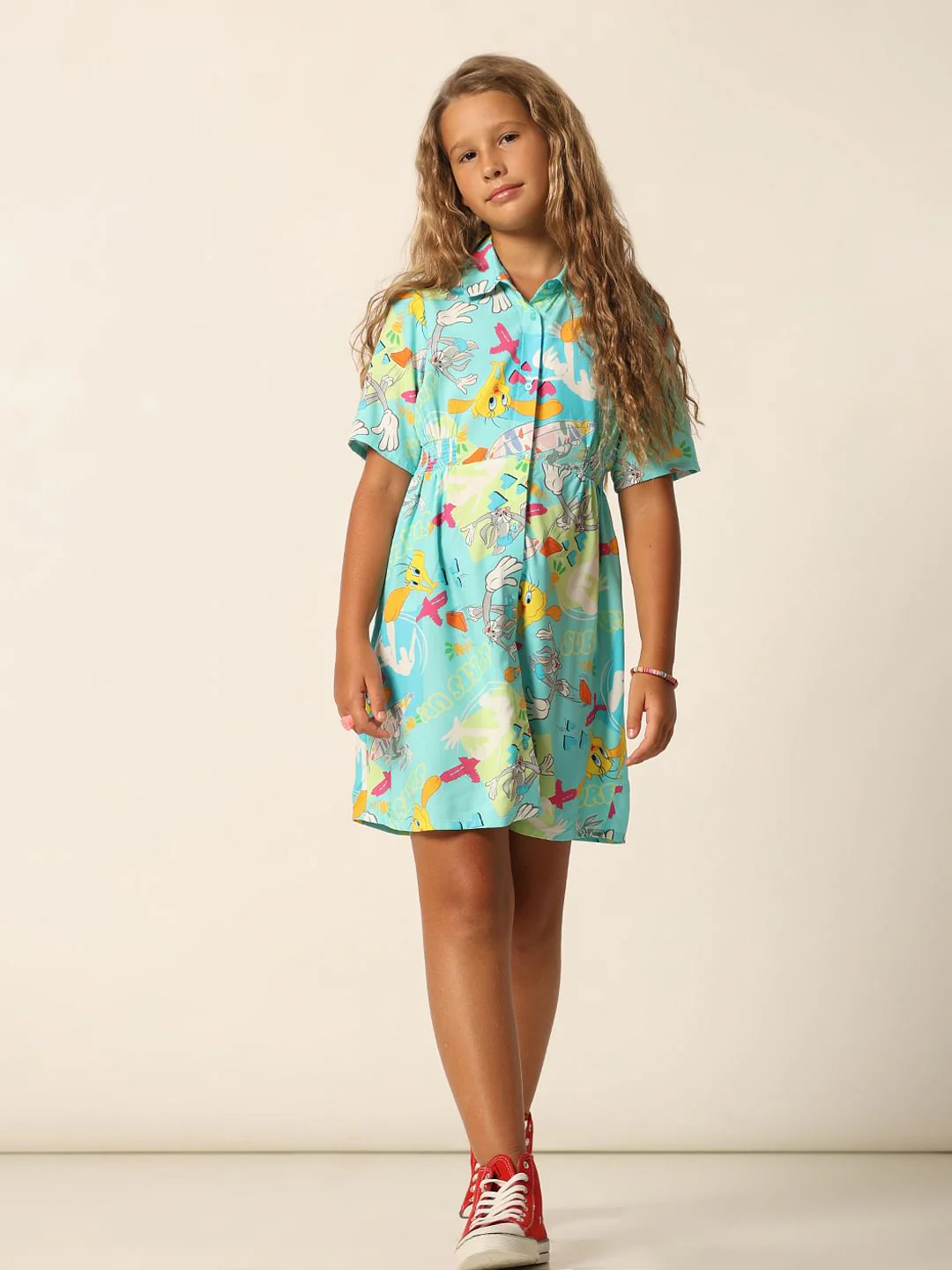 Looney Tunes Blue Printed Shirt Dress - Image 5