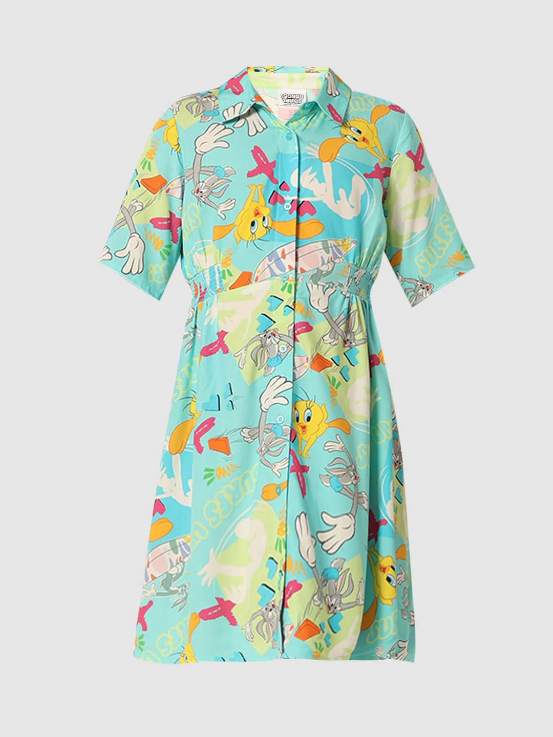 Looney Tunes Blue Printed Shirt Dress - Image 6