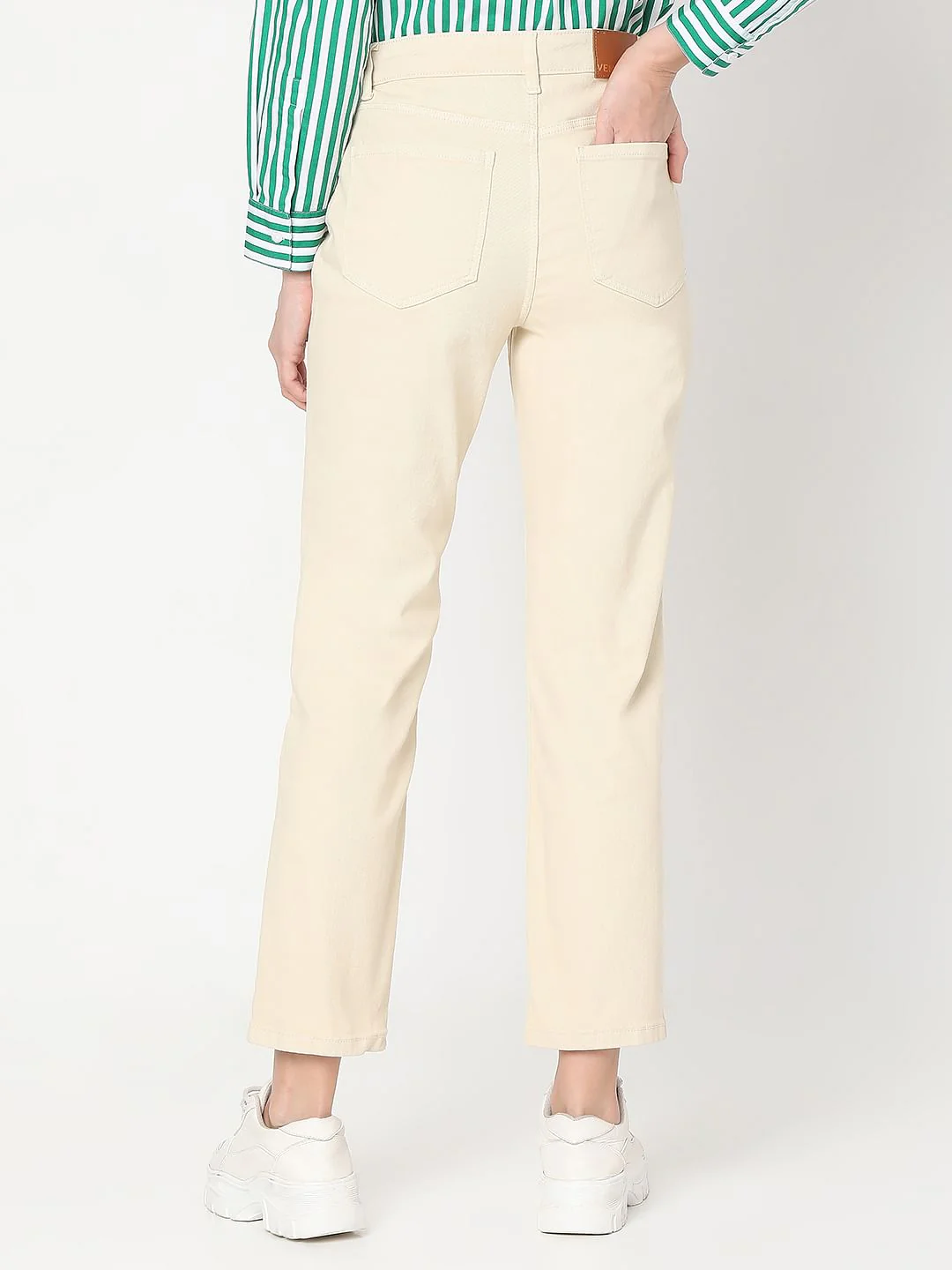 Ecru Mid Rise Jade Straight Fit Jeans - Image 4