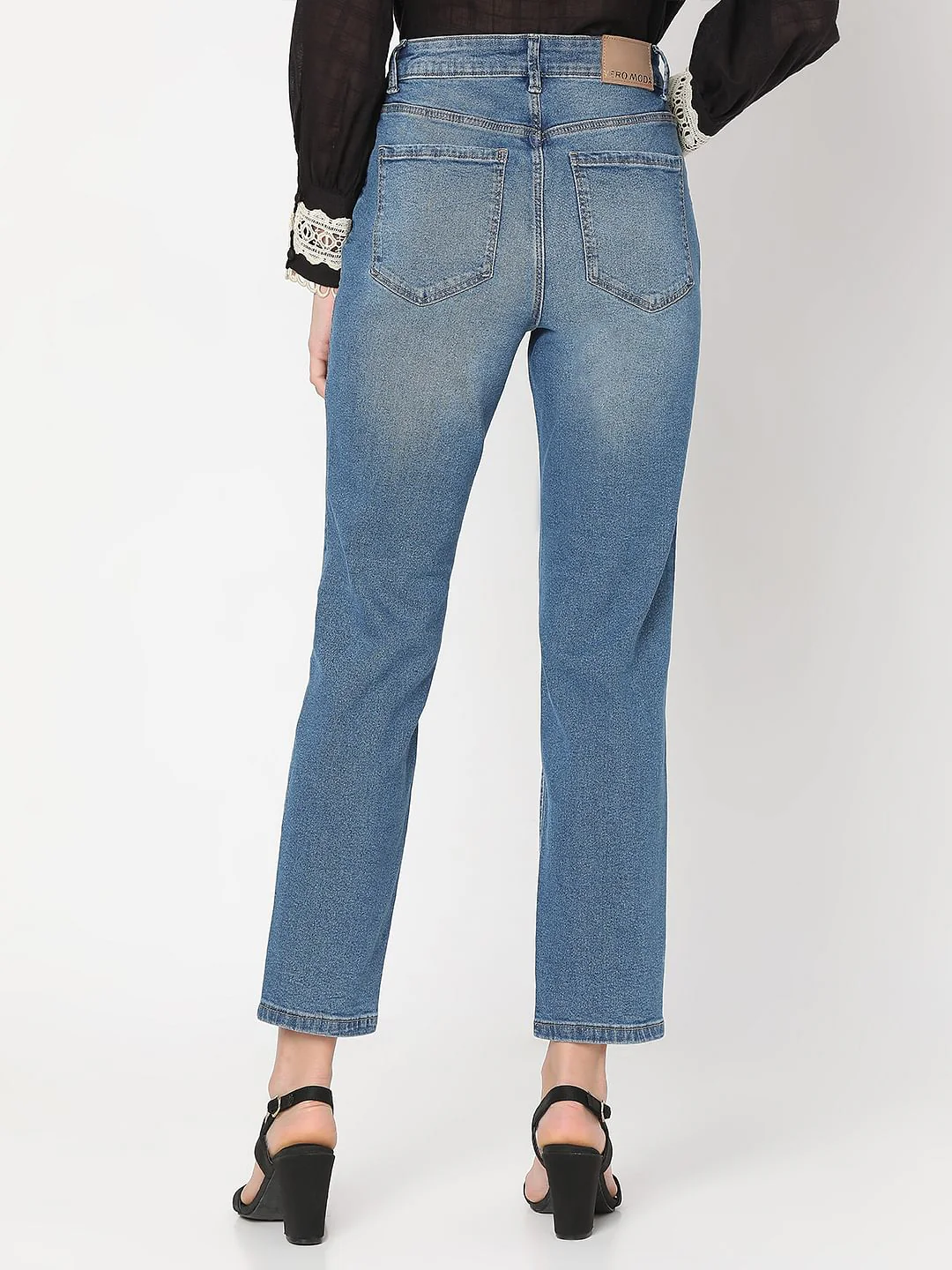 Blue Mid Rise Jade Straight Fit Jeans - Image 4