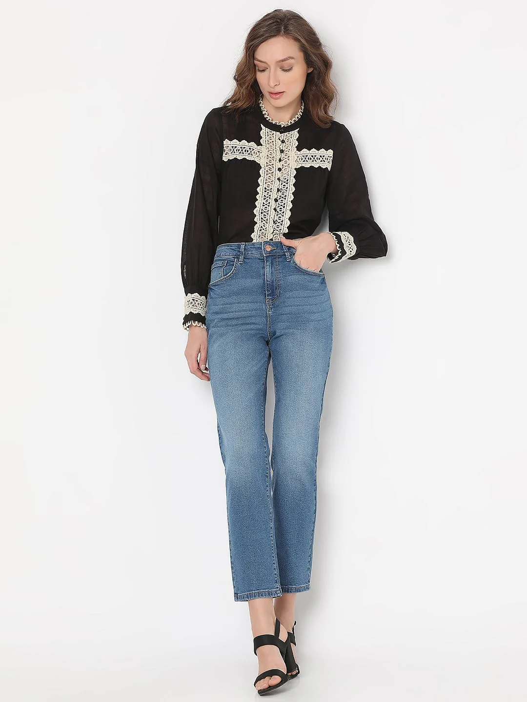 Blue Mid Rise Jade Straight Fit Jeans - Image 5